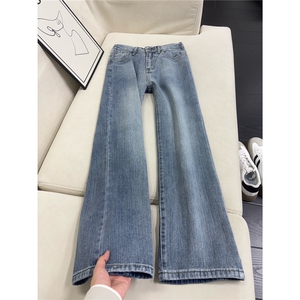 B221美式ins高街暗黑宽松微喇竹节纹牛仔裤LK25586-特P45控78图片