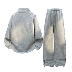 BKTZ2558-特p95控17855棉45聚酯3D白底休闲运动裤拼接印花套装男，男装休闲套装，电商B370