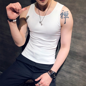 618-特p20 夏季无袖坎肩背心男 纯棉修身运动健身男士宽肩汗衫图片