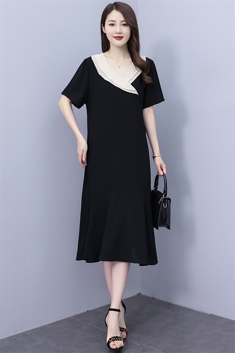 （现货）2025夏季新款200斤胖mm雪纺连衣裙女大码女装中长款裙子,女装连衣裙,深妍伊美