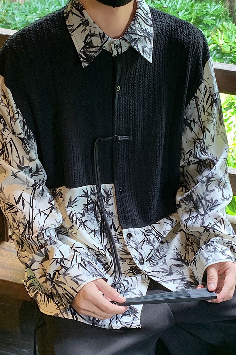 2026新中式长袖套装TZ88797P90衬衫CS88799P45控78裤子88798P45控,男装衬衫,星座227-7