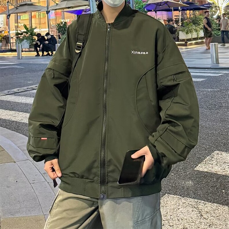 棒球服夹克男士韩版潮流字母宽松百搭帅2024秋冬ins外套W6157-P68,男装夹克,星座412-2