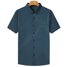 男装短袖衬衫2023夏季男士商务休闲免烫衬衣潮流宽松百搭纯色上衣，男装衬衫，电商B212（原钱塘6029）