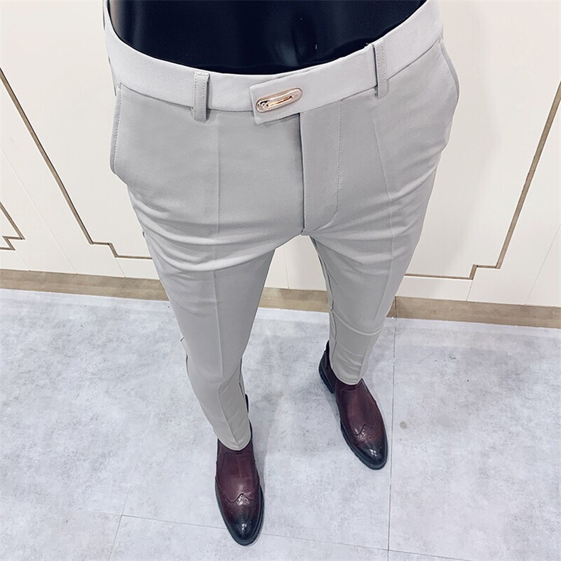 春季西裤男修身直筒高级感商务休闲裤男士裤长裤6160九分616—P55,男装西裤,电商B368