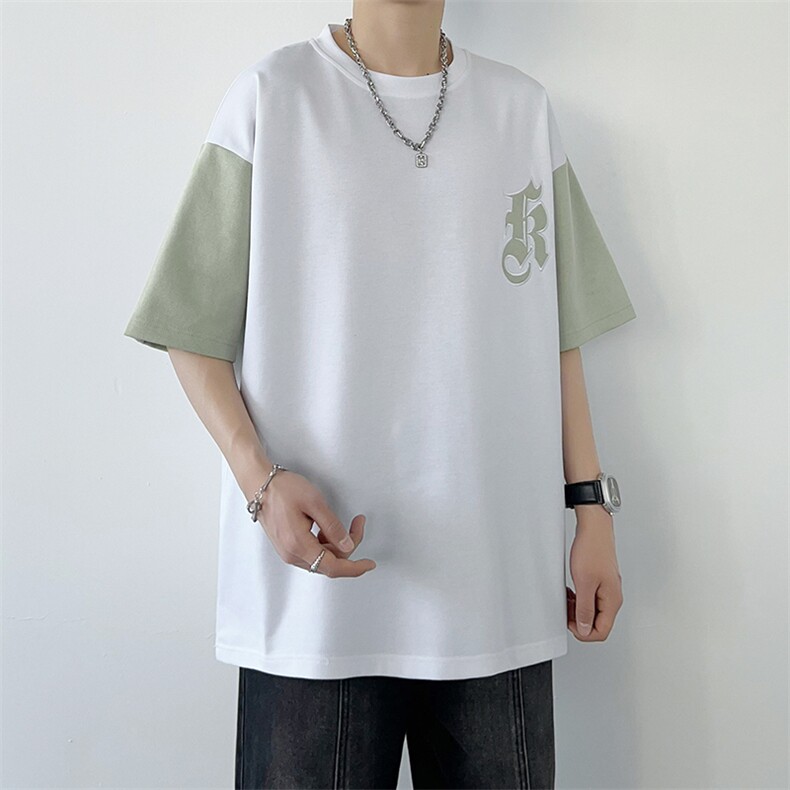 冰氧仿短袖港风白墙夏季T恤休闲百搭字母印花男上衣TC3151-P24图片