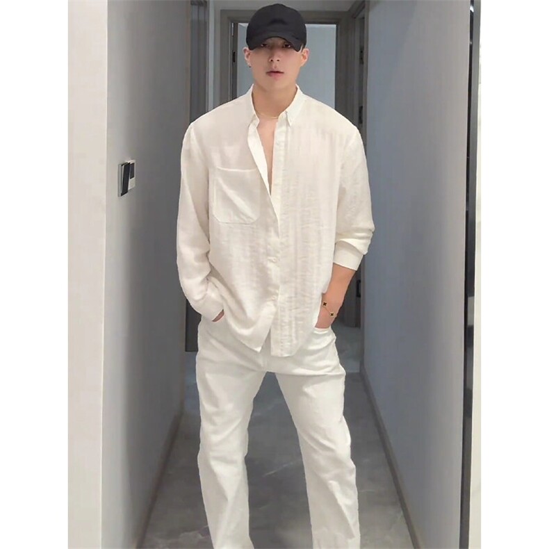 现货~夏季棉麻长袖衬衫男薄款休闲宽松防晒衬衣外套C032-特P35，男装防晒衣，星座1004-3