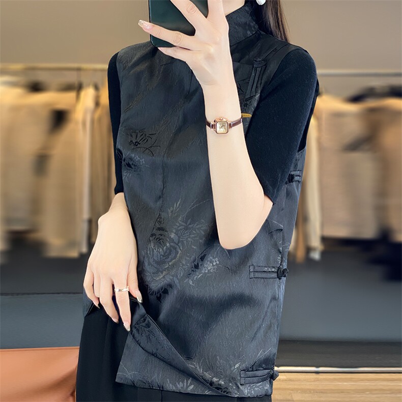 2025年夏季适中立领马甲新中式马甲时尚百搭,女装马甲,佳绒高端店