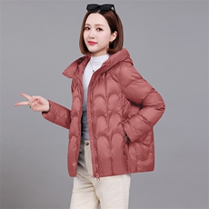 2024年冬季长袖宽松纯色连帽大码棉衣，女装棉衣/棉服，深妍伊美