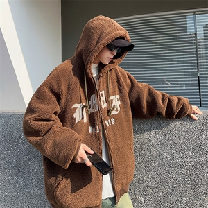 F82-P56 冬季潮流小众加厚棉衣情侣装美式复古羊羔毛棉服外套男图片