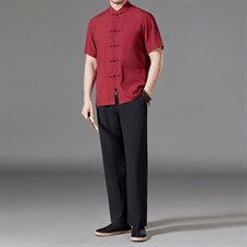 亚麻唐装男装风夏季中年男士中式体恤爸爸夏装棉麻套装，男装民族服装，电商B212（原钱塘6029）