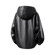 立体白底连帽鳄鱼纹PU皮衣大码M-5XL冲锋衣夹克男JK8744P90控128，男装夹克，星座226-1
