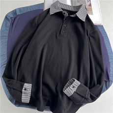 新款早秋上新千鸟格POLO领长袖上衣简约高级-EX51001-特批45，男装针织衫/毛衣，电商A061