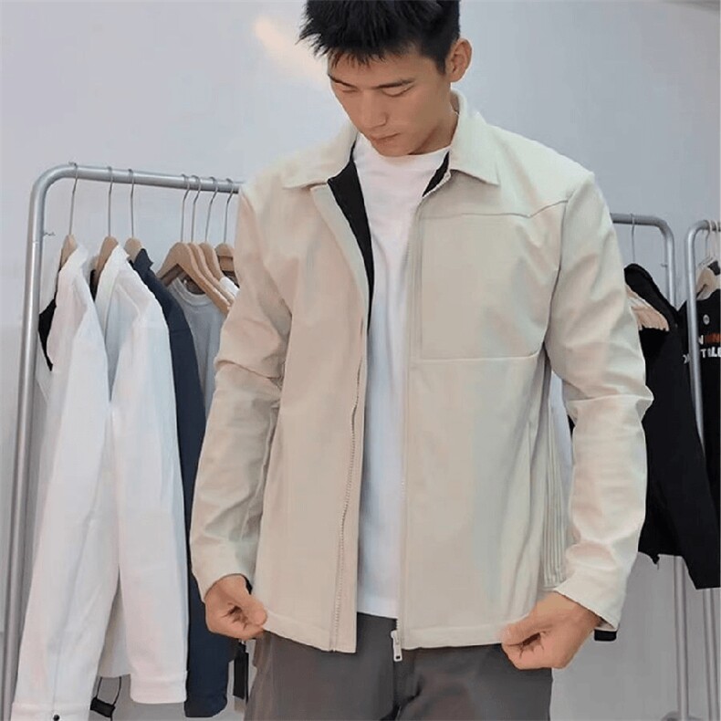 老钱风教练夹克翻领冲锋衣男女美式复古纯色休闲宽松工装飞行外套,男装夹克,电商A443