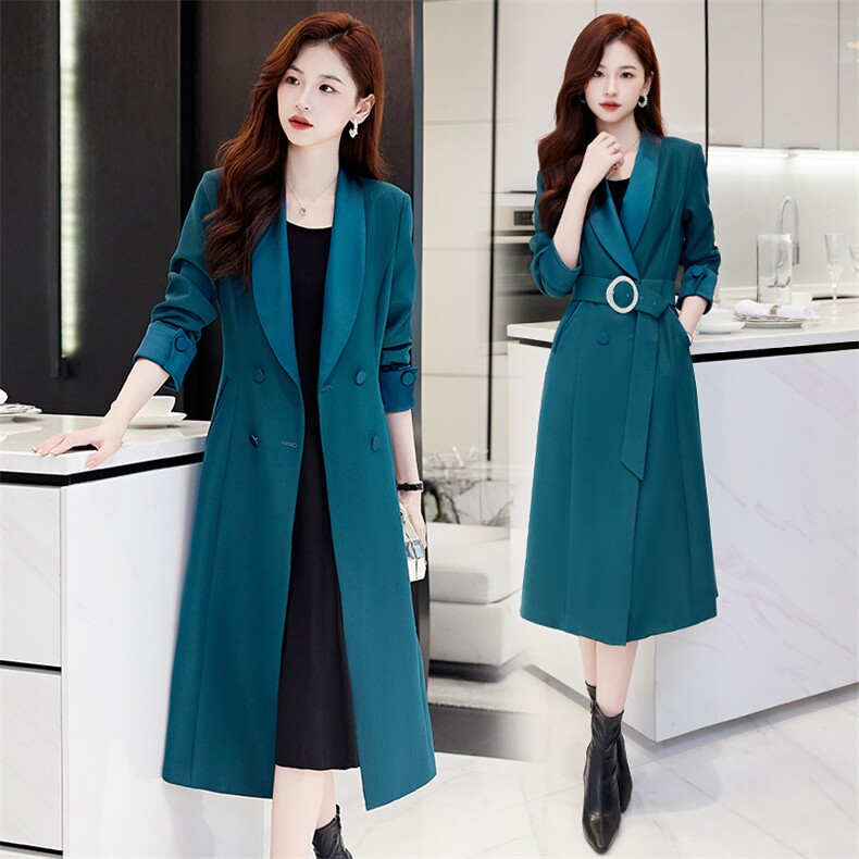 2023年新款英伦中长垂感时尚优雅轻奢风收腰气质显瘦洋气减龄风衣，女装风衣，时尚俏佳人