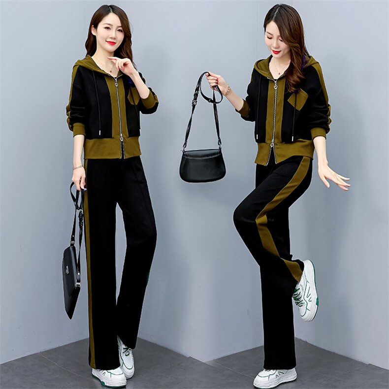 2023新款春秋季大码休闲套装女洋气减龄妈妈卫衣运动服两件套，女装套装/套裙，妙形