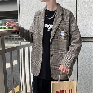 毛呢格西装男2021秋季新款修身西服外套韩版帅气休闲  W1866-P62图片