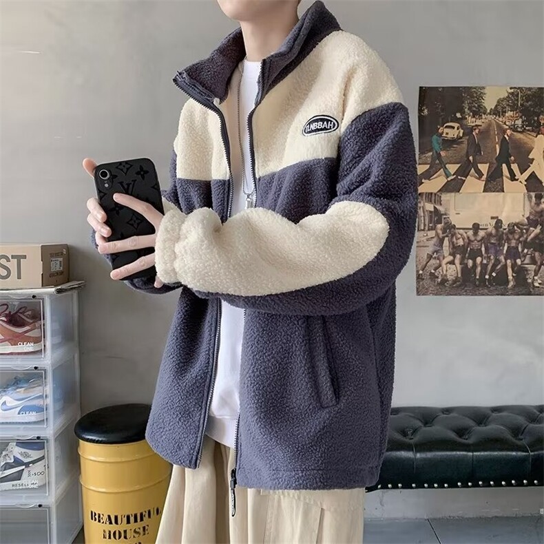 羊羔绒棉衣外套男士冬季新款加绒加厚羊羔毛棉服潮流冬装棉袄,男装棉衣,星座1013-1