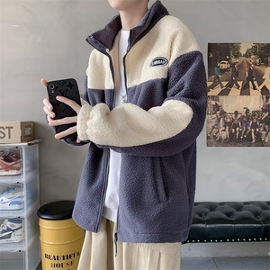 羊羔绒棉衣外套男士冬季新款加绒加厚羊羔毛棉服潮流冬装棉袄图片