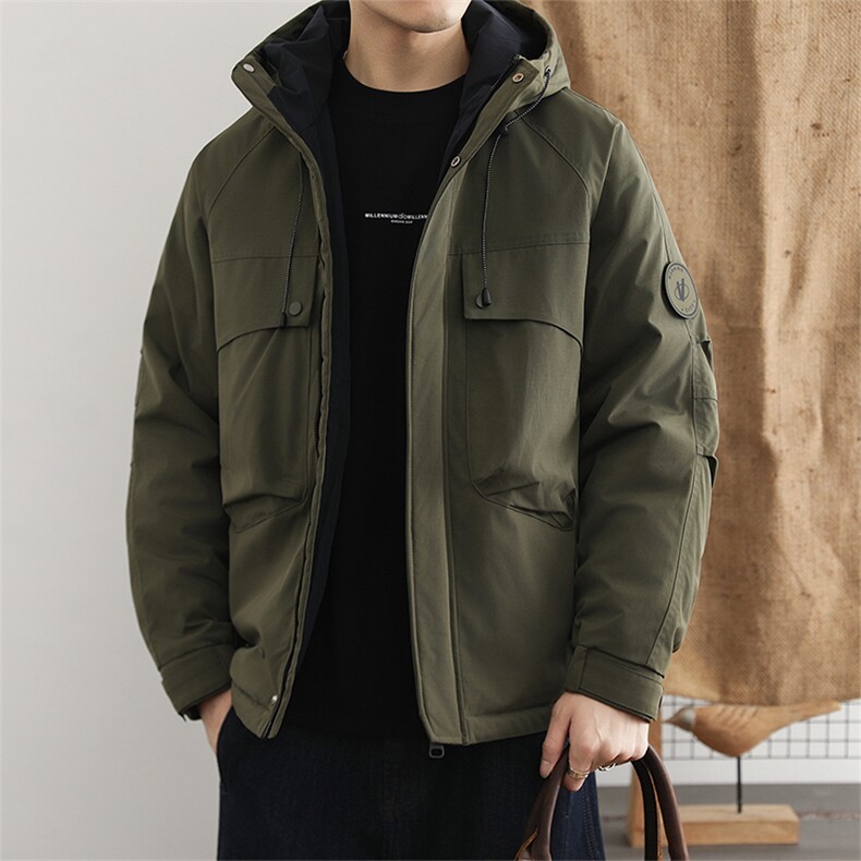 冬季御寒服男士新款冲锋衣棉服保暖潮流口袋棉衣防风连帽外套,男装夹克,星座914