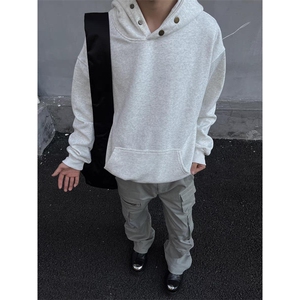 抖音得物品质 26春装美式高街曼巴棉古铜两粒扣连帽卫衣外套XS066图片