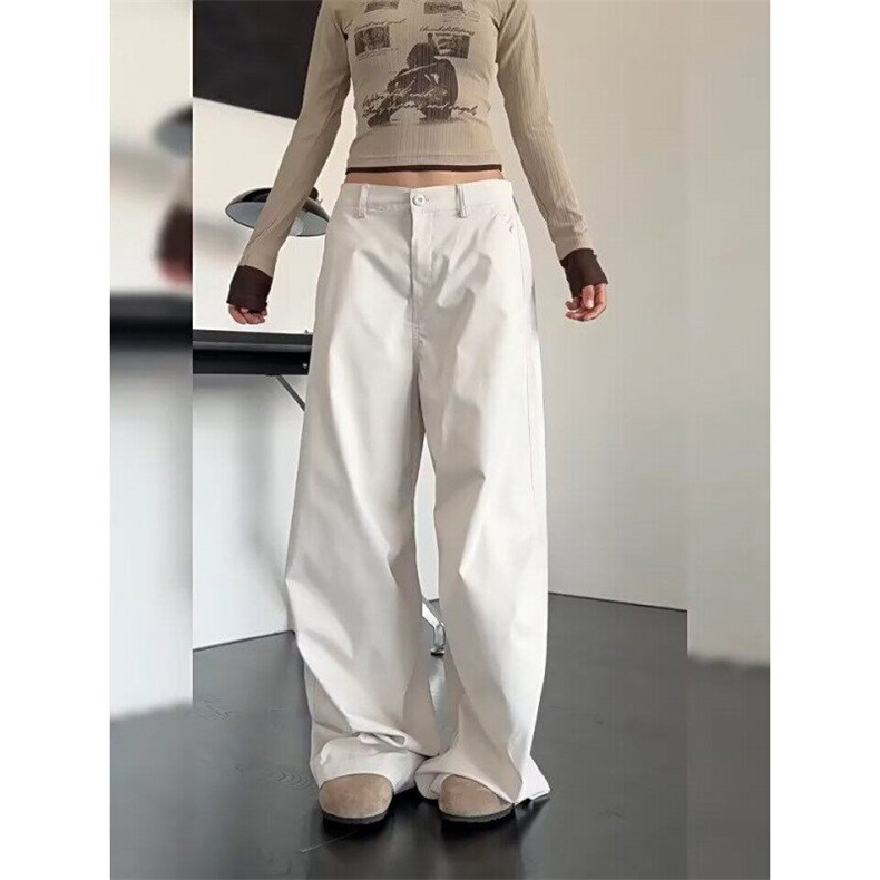 美式高街简约褶皱弯刀西裤宽松阔腿垂感男女休闲裤K906-P46,男装西裤,星座1001-1
