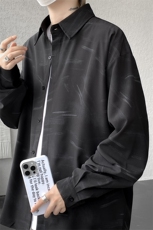 男士夏季冰丝透气速干透气长袖衬衫美式宽松扎染双门禁西装衬衫，男装衬衫，电商B319