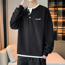 假两件卫衣亨利领t恤男款cleanfit美式复古长袖WY0553-P50，男装T恤，星座308B-2
