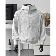 抖音得物二开美式重磅宽松结构拉链设计防风高领连帽卫衣外套W76，男装卫衣，电商A486