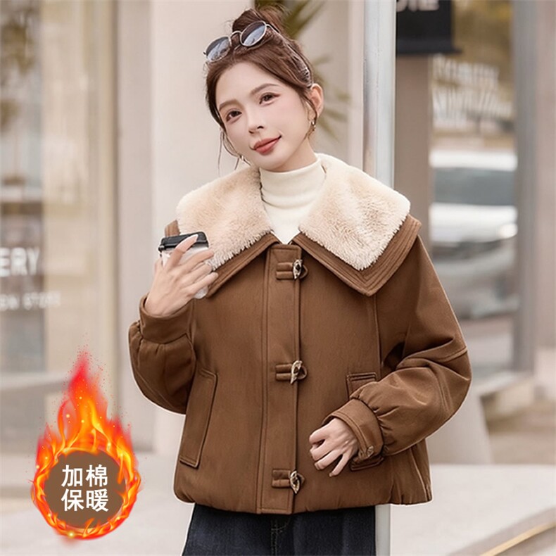 （现货）时尚潮流舒适柔和皮毛一体棉外套,女装棉衣/棉服,韩蔻秀