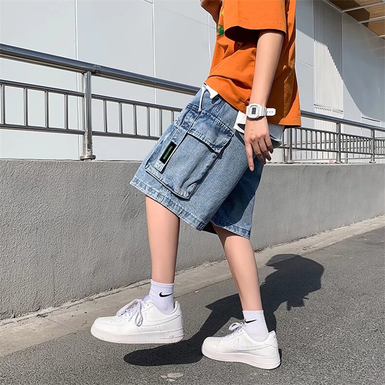 高街牛仔短裤夏季潮牌ins百搭直筒宽松五分裤N2031P40,男装牛仔裤,星座1116-2