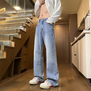 美式vibe牛仔裤男春季直筒宽松弯刀潮流痞帅炸街长裤子J8091-P45图片