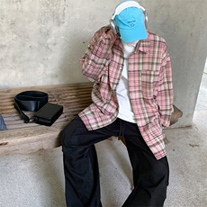 特P40无差价新款秋季时尚潮流格子长袖衬衫-HS2297港风，男装衬衫，电商A003