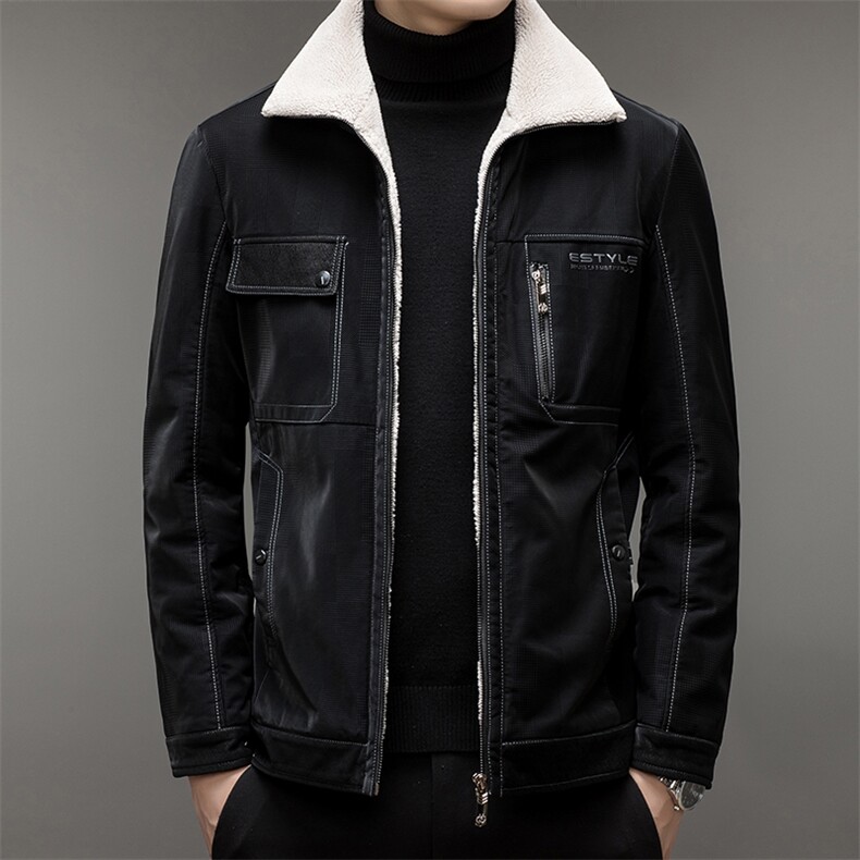 2023冬季新款男士立领纯色皮羽绒上衣中年商务休闲厚款保暖外套，男装皮衣，电商B212（原钱塘6029）