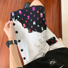 8XL-M特大码夏季新款五分裤vibe破洞拼接高街格子短裤DK1517P57，男装休闲裤，电商D206-1