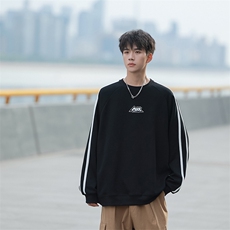 W6492-P40秋季新款300克美式vibe拉条圆领套头宽松卫衣，男装卫衣，星座109-1