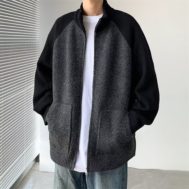 高质量针织开衫男女韩版潮流拼色宽松百搭2025冬ins毛衣MZ638-P66,男装针织衫/毛衣,星座412-3