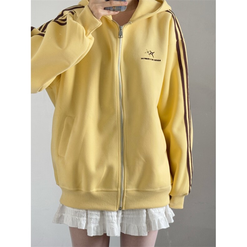 WE1950-P52三杠条纹织带小恶魔耳朵连帽开衫卫衣男女,男装卫衣,电商B323A