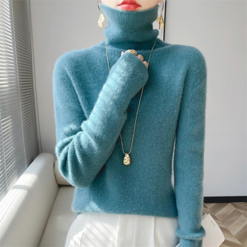 毛衣女秋冬2024新款安迪绒堆堆领针织衫长袖上衣,针织衫/毛衣,绒泰祥