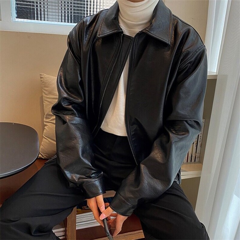 W9454-P70网图现货新款Cleanfit痞帅高街Pu皮衣潮复古机车外套,男装夹克,星座1608-2