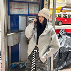 抖音得物高品质25秋冬美式高街宽松结构防风高领连帽卫衣外套W60，男装卫衣，电商A486