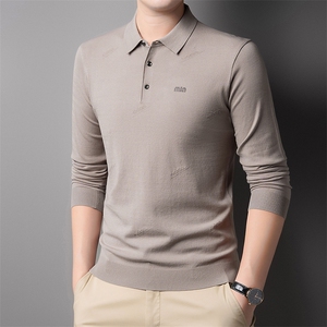 DN25035男式2025年秋冬新款长袖针织衫翻领纯色打底衫毛衣图片