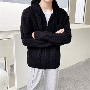 连帽毛衣男保暖加厚高级感宽松秋冬季外套长袖针织开衫G08/P68图片
