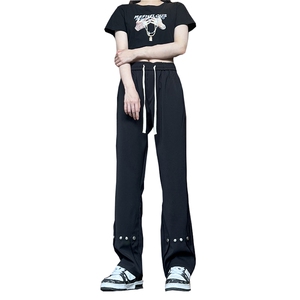 美式高街 hiphop冰丝铆钉微喇休闲裤货号K2425P55图片