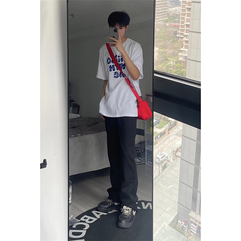 B221美式ins高街暗黑小众修身毛边微喇牛仔裤LK23004-P55控78，男装牛仔裤，电商B221