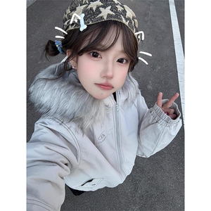 网图有货 加厚毛领连帽棉衣外套防风戴帽保暖棉服男女 A1128-P98图片