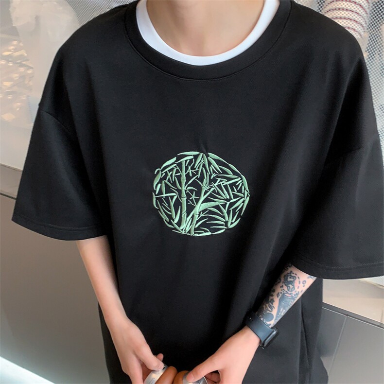 量大优供视频菠萝格套装刺绣短袖男大码M-5XTX27-特P23,男装T恤,电商B325