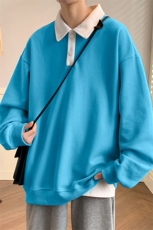 春装新品学生纯色翻领衬衫2023潮拼接卫衣男女WY3672-P65控价88，男装卫衣，电商A441-1