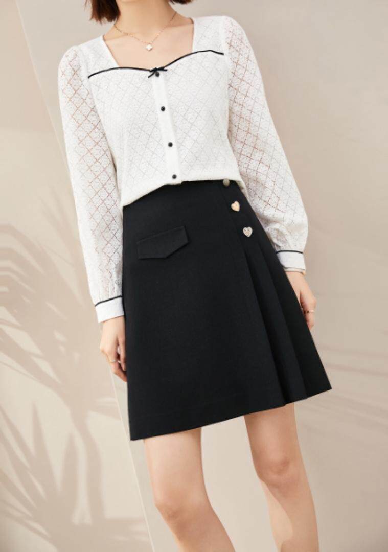 2021秋季新款AB面压褶半裙，女装半身裙，秋子丰色(3F)