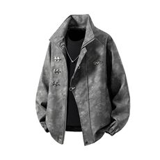 白底美式复古飞机扣可拆卸胸针PU皮大码M-5XL夹克男JK77768P105控，男装夹克，星座227-7