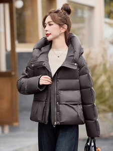 欧货高级感紫色短款羽绒服女2024冬季新款宽松休闲短款白鸭绒外套图片
